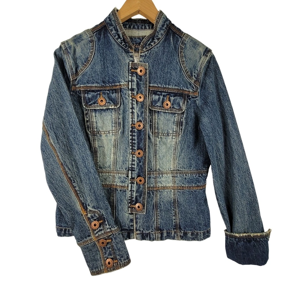 Tint Vintage Blue Cotton Denim Jacket Button-Up Utility Style 90s Y2K Size Small